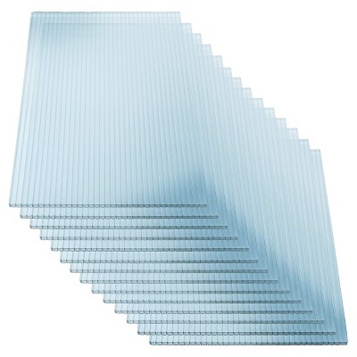 14 Pieces Set Polycarbonate Panel,Twin-Wall Polycarbonate Sheets Waterproof UV Protected Reinforced Clear Sheets for Greenhouse, Outdoor