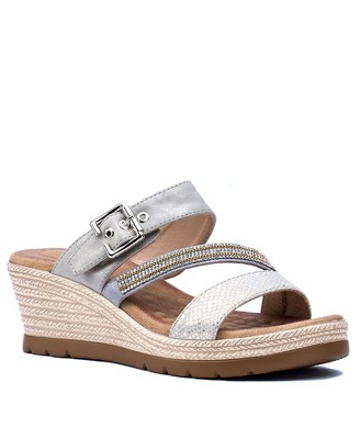 Gc Shoes Monica Silver 10 Embellished Comfort Slide Wedge Sandals : Target