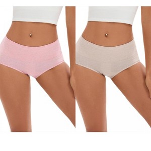 INSPIRE CHIC 2 Pcs Women's Plus Size High Waisted Tummy Control Briefs Butt Lifter Control Panties - 1 of 4