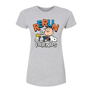 Women's - Peanuts - Rerun And Friends -Juniors Fitted Short Sleeve Graohic T-Shirt Fitted Graphic T-Shirt - 1 of 3