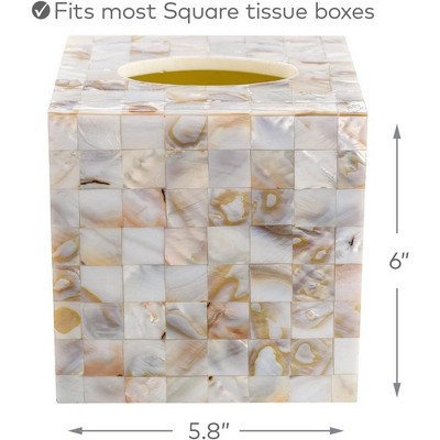 Milano Iridescent White and Beige Capiz Shell Tissue Box Holder