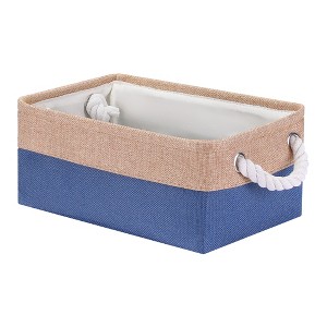 Unique Bargains Fabric Collapsible Storage Organizer Basket with Handles - 1 of 4