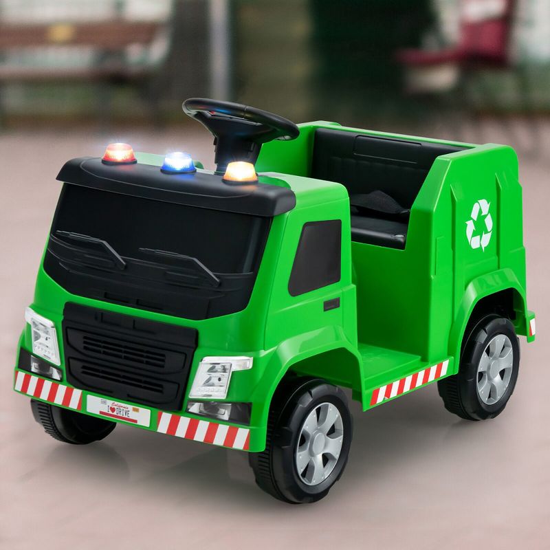 Costway 12V Recycling Garbage Truck Electric Ride On Toy Remote w/Recycling Accessories, 2 of 11