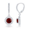 Bella Silver Sterling Silver January Birthstone w/ CZ Border Round Earrings and 18" Pendant Necklace Set - 2 of 3