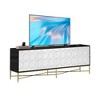 Vynxaria Modern Black and White 4-Door Cabinet, Stylish Living Room TV Stand with Adjustable Feet - 3 of 4