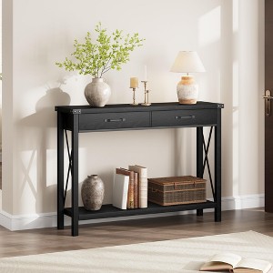IDEALHOUSE Console Table with 2 Drawers, Farmhouse Entryway Table with Storage Shelf - 1 of 4
