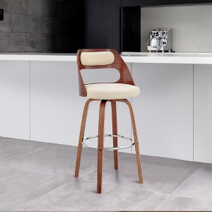 Armen Living Julius Bar Stool Cream and Walnut 30 in Seat Height - 1 of 4