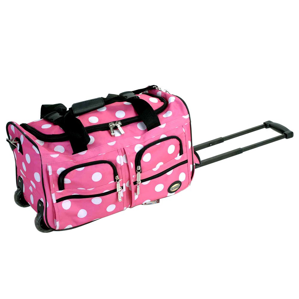 Photos - Luggage Rockland 16L Rolling Duffel Bag - Pink Dot 