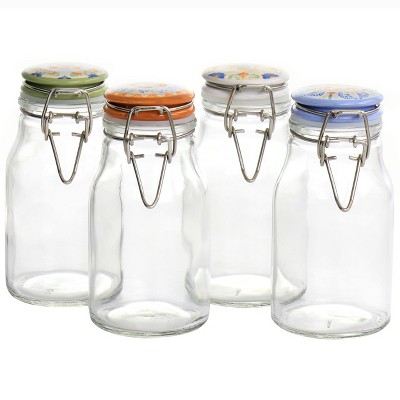 Le'raze 4pc Square Glass Cookie Jars with Airtight Lids + Marker & Labels