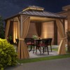 Costway 10 X 10 FT Hardtop Gazebo with Curtain Heavy-Duty Double-Roof Galvanized Metal Top - 3 of 4