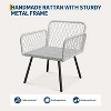 Acekool 3-Piece Patio Furniture Set with 2 Wicker Chairs & Glass Top Coffee Table, Outdoor Seating with Cushions for Balcony and Garden - 4 of 4