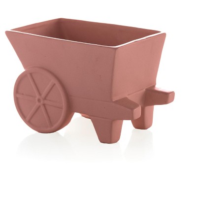 Large Kasbah Wheelcart Planter  - Orange - Shiraleah