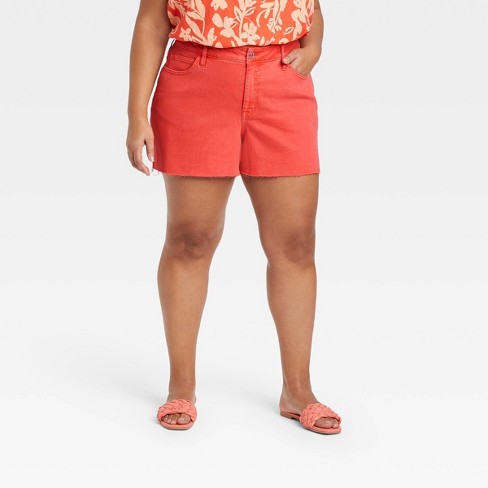 Women's Plus Size Mid-rise Jean Shorts - Ava u0026 Viv™ Orange 26w : Target