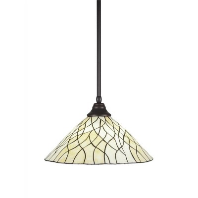 Toltec Lighting Any 1 - Light Pendant in  Dark Granite with 16" Sandhill Art Glass Shade