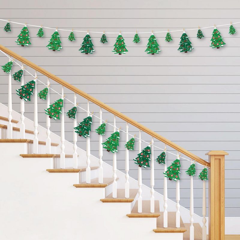 Big Dot of Happiness Snowy Christmas Trees - Classic Holiday Party DIY Decorations - Clothespin Garland Banner - 44 Pc, 2 of 7