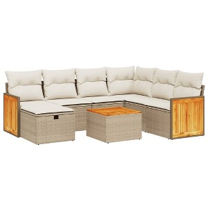 vidaXL Garden Sofa Set Beige PE rattan Large UV-resistant materials - 1 of 4