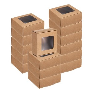 Unique Bargains Paper Party Favor Treats Candy Cookie Packaging with Clear Window Kraft Soap Boxes 16 Pcs - 1 of 4