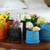 VisioGear 2PCS Ceramic Flowerpot, 7" Modern Planter for Patio, Garden, Windowsill, Black, 7.88"*7.88"*7.09" - 4 of 4