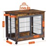 FURNIinspire Pet Crates And Houses Furniture Style Dog Crate Dog Cage House Side Table With Lift Top, Wheels, Brown, 31.5"*21"*24.8" - 3 of 4