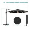 Sonkuki 11FT Round Offset Outdoor Patio Solar LED Cantilever Umbrella Aluminium Pole, 360° Rotation and Canopy Angle Adjustment - 3 of 4
