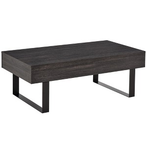 Aghana Digitals Dark Grey Rustic Coffee Table with Storage Drawer, Large Wood Grain Top & Metal - 1 of 4