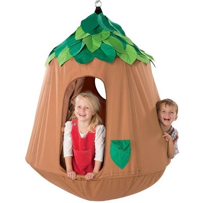 HearthSong Woodland HugglePod HangOut Hanging Tent with LED Leaf Lights