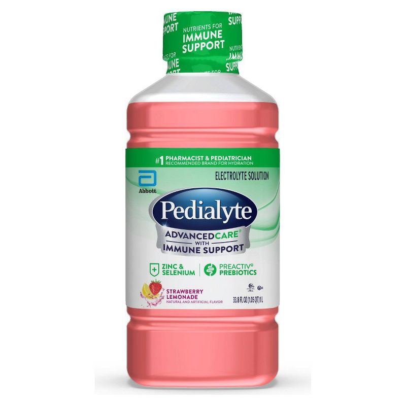 Pedialyte Advanced Care Electrolyte Solution Hydration Drink - Strawberry Lemonade - 33.8 fl oz, 1 of 11
