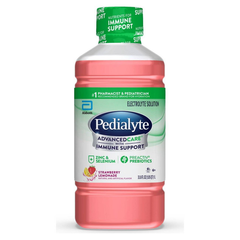 Pedialyte Advanced Care Electrolyte Solution Hydration Drink - Strawberry Lemonade - 33.8 fl oz