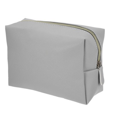 Grey leather makeup bag sale