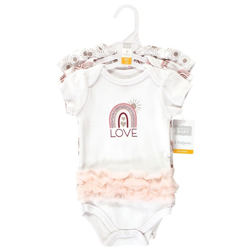 Hudson Baby Infant Girl Cotton Bodysuits, Love Rainbow Tutu, 2 of 6