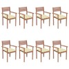vidaXL Stackable Chair Set of 8 Warm teak, Cream white - 2 of 4