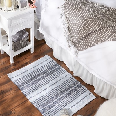 Stonewash Blue Handwoven Recycled Cotton Yarn Rug 2x3 Ft