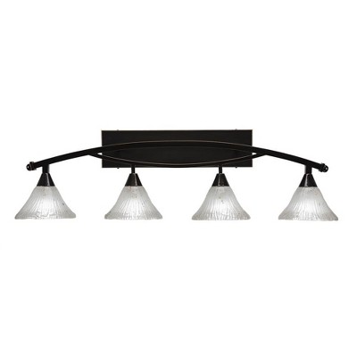 Toltec Lighting Bow 4 - Light Vanity in  Black Copper with 7" Frosted Crystal Shade