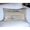 HomeRoots 12" X 20" Gray and Silver Striped Cowhide Lumbar Throw Pillow - 2 of 4