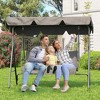 3 Seat Outdoor Porch Swing with Adjustable Canopy, Convertible Patio Swing Bed with Stand Patio SwingChair with Adjustable Tilt Shade - 2 of 4