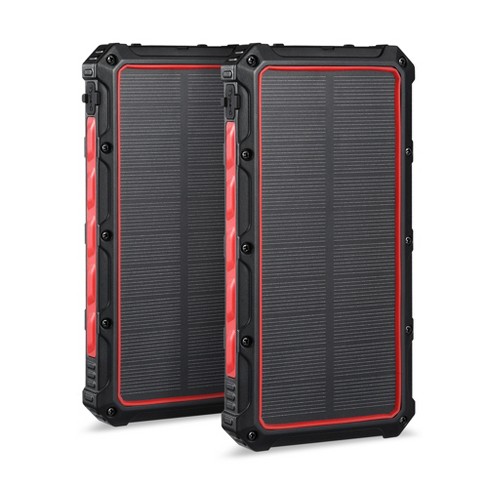 Dartwood 16000mAh Solar Power Bank - Qi Portable Wireless Solar Panel Phone Charger with USB Type C Input for Apple iPhone and Android Phones (2 Pack) - image 1 of 4