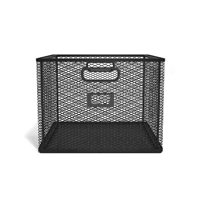 Matte Black Metal Mesh File Organizer with Handles