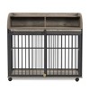 LAOTIES Heavy Duty Wooden Dog Crate Furniture,Large Kennel End Table with Sliding Barn Door,Lockable Wheels And Storage - 4 of 4