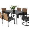 7 Piece Wicker Outdoor Patio Dining Set,Rattan Dining Table and  2 Swivel Rocker Chairs with Arm Chairs,Garden Dining Set with Cushion-Coolbibila - 2 of 4