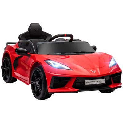 Qaba Chevrolet Corvette Licensed 12V Electric Car for Kids with Parental Remote Control, Suspension System, Music, Horn, Headlight, Slow Start, Red