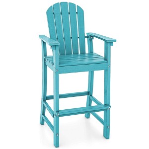 Costway Outdoor HDPE Bar Height Stool Patio Tall Chair Armrest Footrest All Weather Navy/Turquoise/Grey/Black - 1 of 4