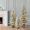 Puleo Set of 3 Artificial Flocked Spruce Trees in 3'x4' and 5' with Burlap Base - 2 of 4