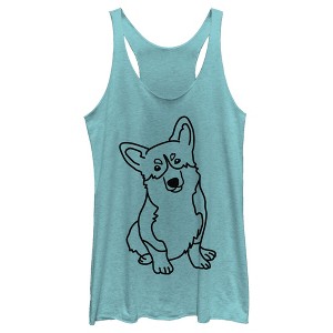 Women's Lost Gods Corgi Portrait Racerback Tank Top - 1 of 4