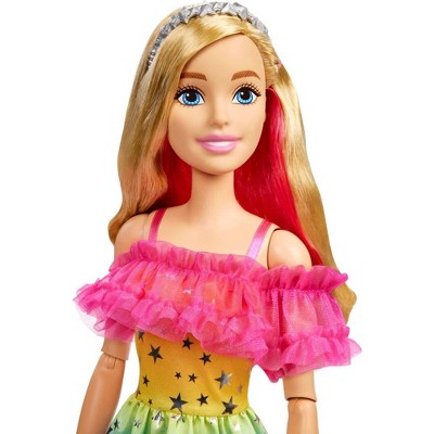 Barbie 28" Large Doll With Blond Hair And Rainbow Dress : Target