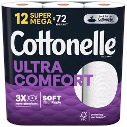 Cottonelle Ultra ComfortCare Toilet Paper - 12 Super Mega Rolls