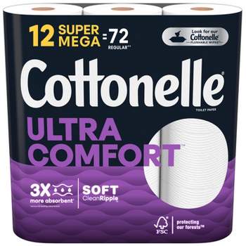 Cottonelle Ultra ComfortCare Strong Toilet Paper - 12 Super Mega Rolls