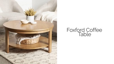 Natural Brown Round Wood and Metal Coffee Table with Storage