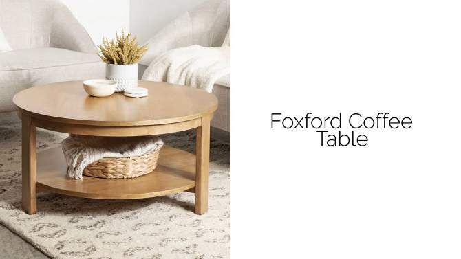 Kate and Laurel Foxford Round MDF Coffee Table, 34x34x17, Natural, 2 of 11, play video