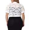 Agnes Orinda Women's Plus Size Short Sleeve Sheer Floral Lace Open Front Cropped Cardigans - 4 of 4