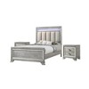 Chic Crate-Modern Bedside Table – 2-Drawer Bevel Mirror, Solid Wood Nightstand – Light Grey - 3 of 4